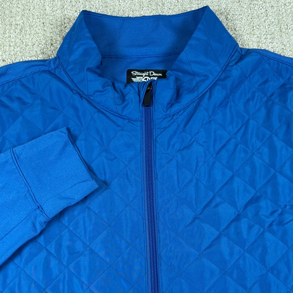 Straight Down Mens Large Blue Quilted Hybrid Full Zip Performance Golf Jacket